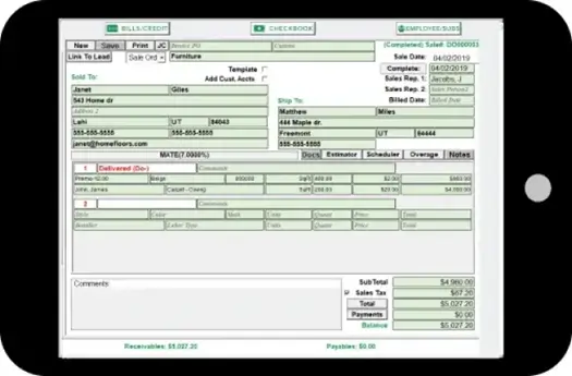 Estimation Integrated with QFloors on tablet