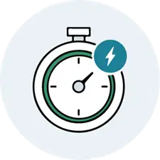 lightning speed icon w/ stopwatch