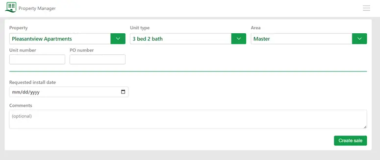 QOrders property manager form fields